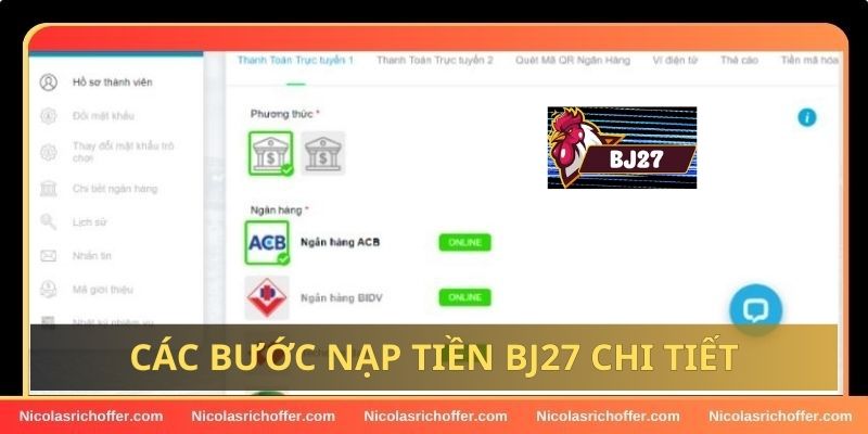 Truy cập mục nạp tiền BJ27 và điền thông tin